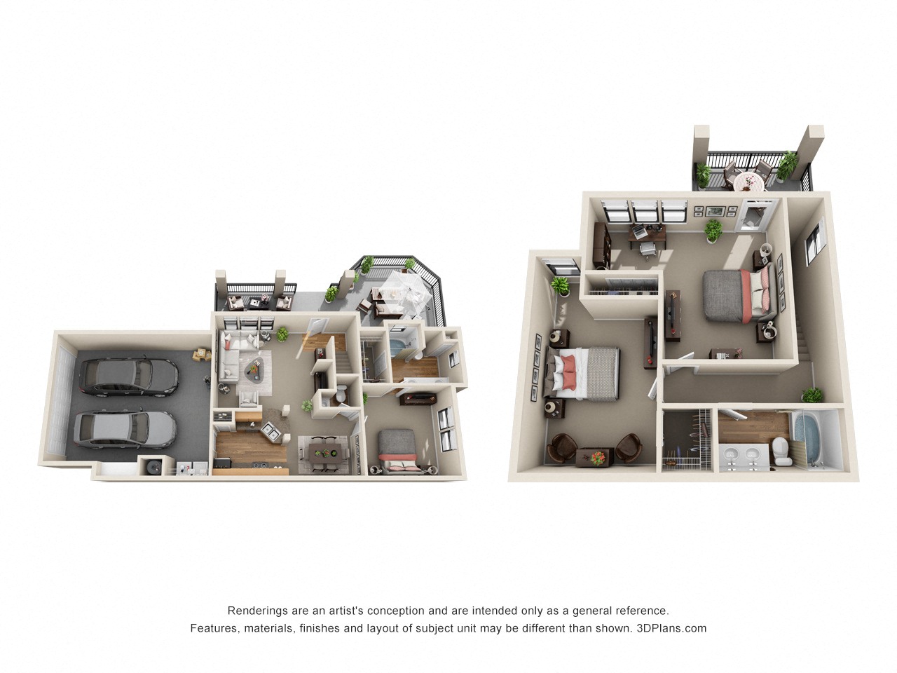 Floor plan for 3 beds, 2.5 baths, 1474 sqft